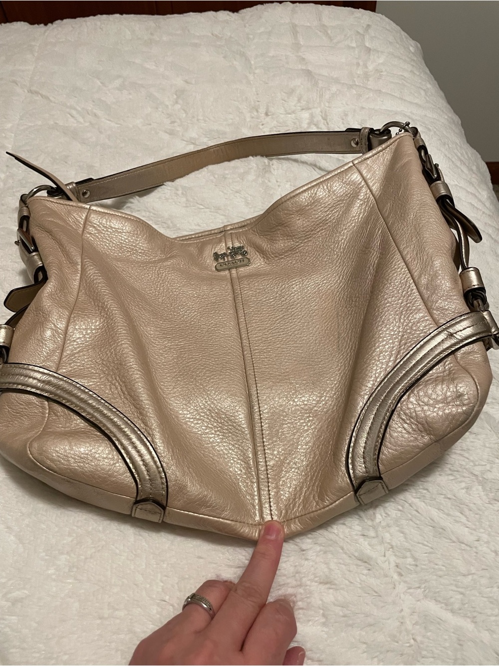 SALE Coach Chelsea 18901 Pebbled Leather Shoulder Bag in Champagne